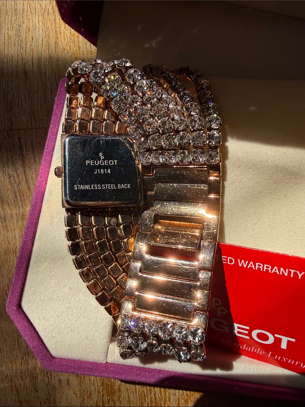 Peugeot Rose Gold Crystal Bracelet Watch - Picture 3 of 3